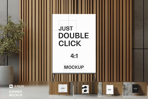 Wooden A-Stand With Poster Board Mockup