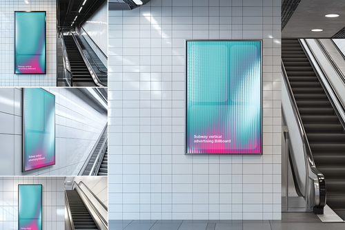 Subway vertical advertising Billboard Mockup