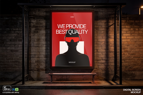 Bus Stop Advertising Billboard Mockup