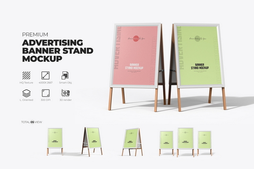 Advertising Banner Stand PSD Mockup
