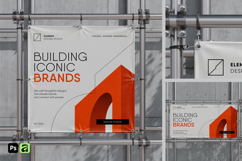 Urban Scaffolding Banner Mockup