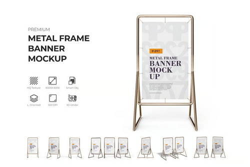 Advertising metal frame banner mockup