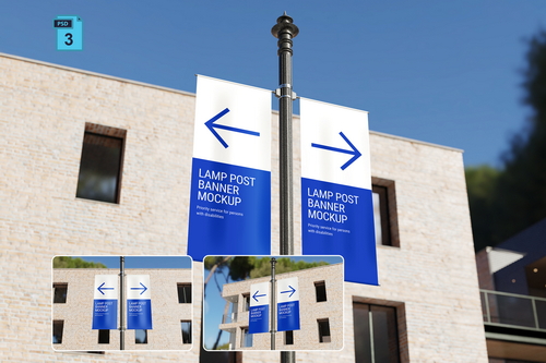 Lamp Post Banner Mockup