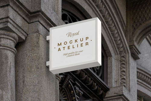 Wall Signboard Mockup