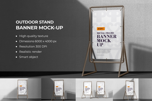 Outdoor Metal Frame Stand Mockup
