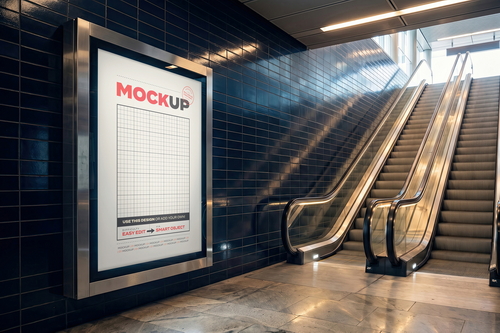Sign Billboard Mockups with Electric Staircase