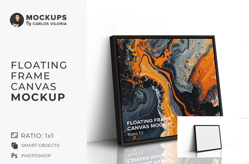 Floating Square Frame Canvas Mockup