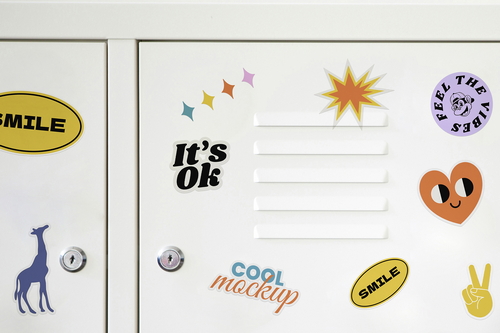 Lockers Door Stickers Magnets Mockups