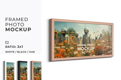 Framed Photo Mockup 24x12 In - Ratio 2x1