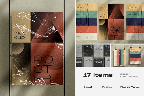 Glued / Plastic / Poster Mockups