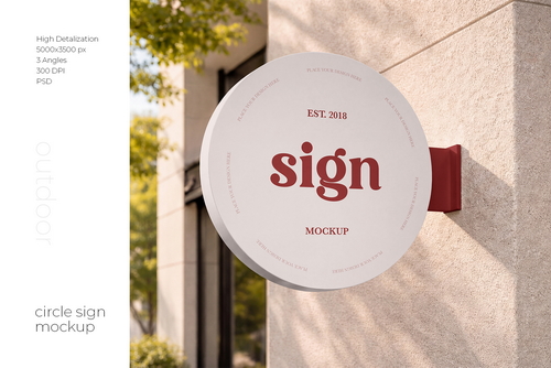 Circle Sign Mockup Set