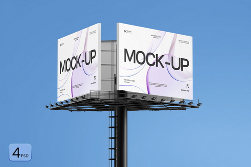 Realistic Highway Billboard Mockup