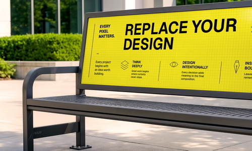 Modern Outdoor Bench Advertising Mockup