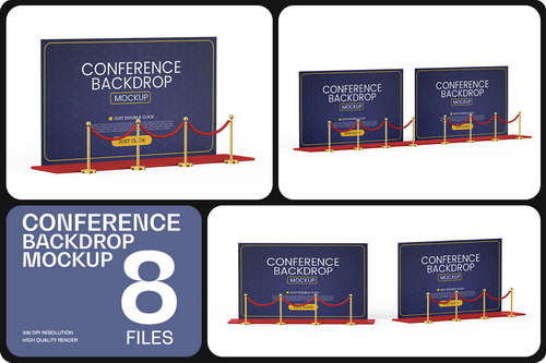 Press Conference Backdrop Banner Mockup