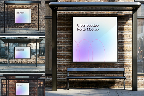 Urban Bus Stop Poster Mockup