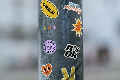 Street Column Stickers Creation Mockups