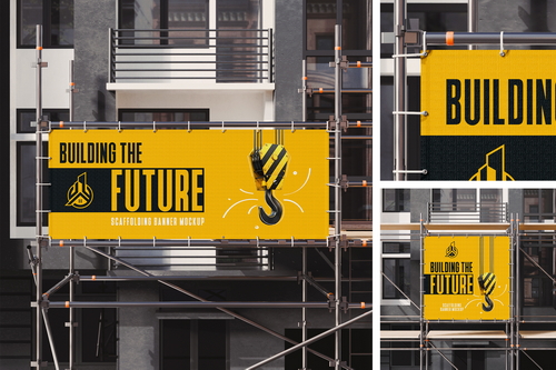 Advertising Scaffolding Banner Mockup