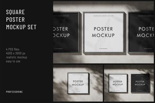 Square Poster Mockup Set