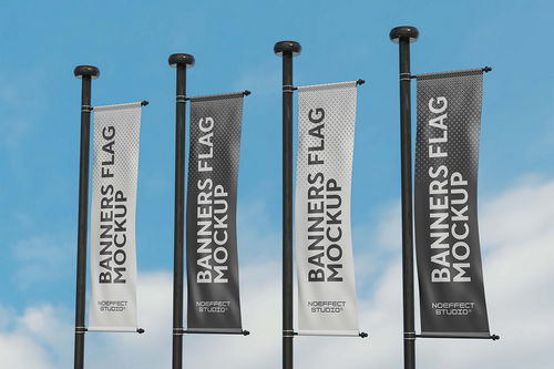 Pole Banners Flag Mockup Set (NE13)