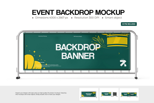 Advertising Crowd Barrier Banner Mockup
