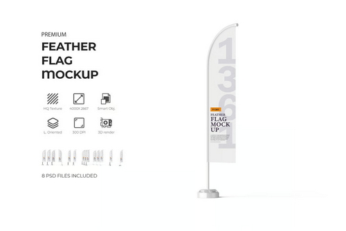 Advertising flag psd mockup for branding