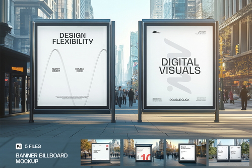 Sidewalk Advertising Billboard Mockup