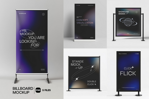 Street Sign Board Stand Mockup