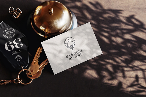 Business Card with Key Ring Hotel Scene Mockup