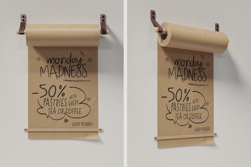 Wall Mounted Kraft Paper Roll Holder Mockup