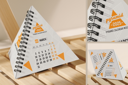 Spiral Flip Pyramid Calendar Mockup