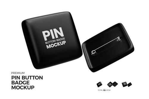 Square Pin Button Badge Mockup