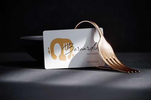 Restaurant Business Card on a Fork Holder Mockup