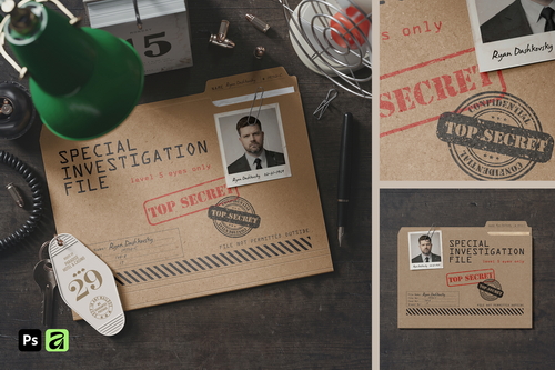 Top Secret Investigation File Folder Mockup