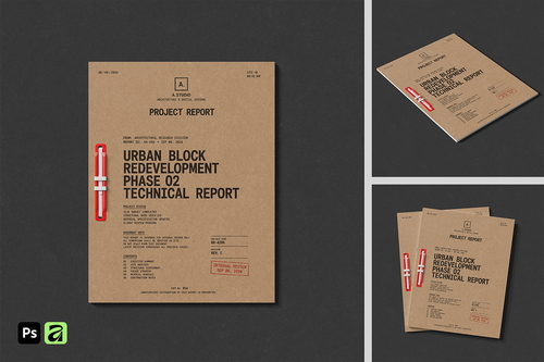US Letter Plastic File Fastener Document Mockup