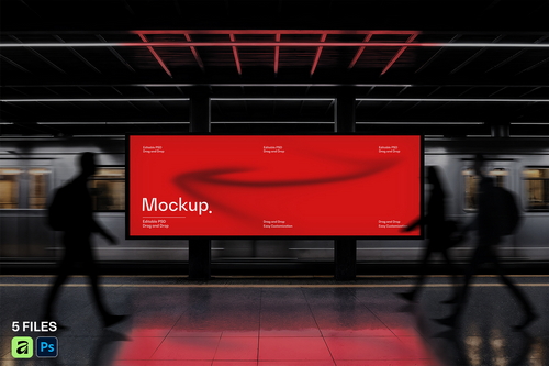 Subway Station Billboard Mockup
