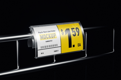 Plastic Store Label Holder Mockup