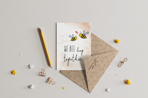 Postcard with Kraft Envelope Mockup