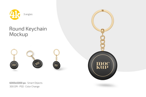 Round Keychain Mockup Set
