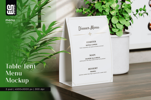 Table Tent Menu Mockup