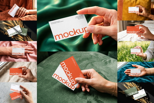 Professional Business Card Mockup Bundle &ndash; Realistic Hands Holding Scenes