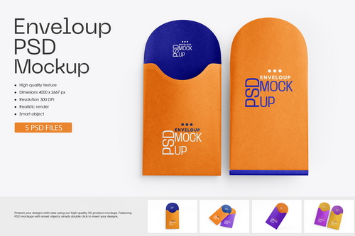 Customizable DL Envelope Psd Mockup