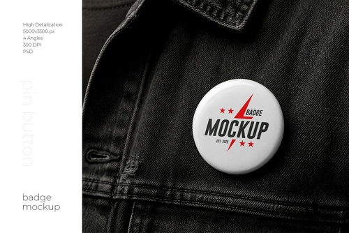 Pin Button Badge Mockup Set