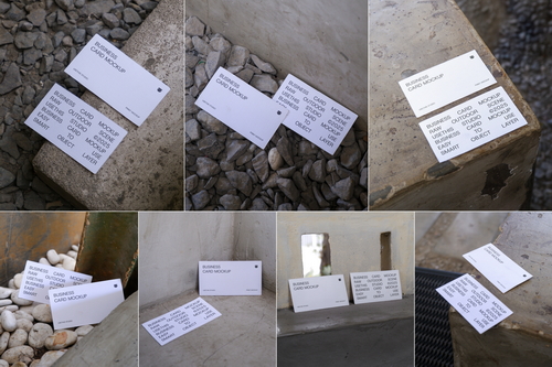 Business Card Mockup Brutalist Outdoor Scene