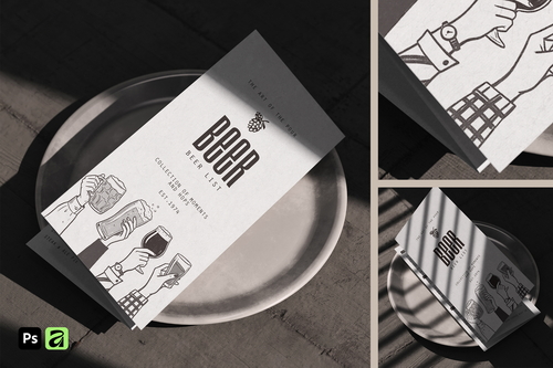 DL Tri-fold Menu on Plate Mockup