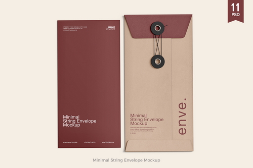 Kraft String Envelope Psd Mockup