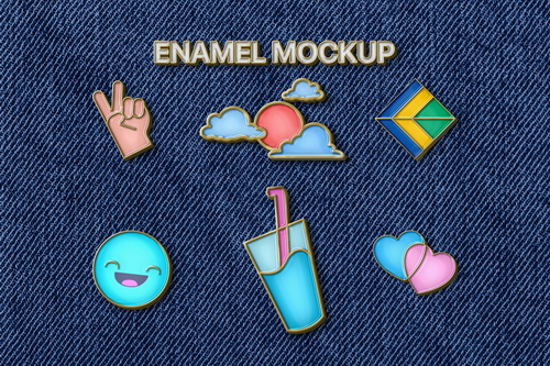 Metallic Enamel Pin Mockup