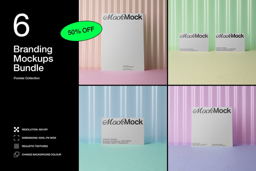 Branding Mockup Bundle 'Poolside' - 6 Stationery Mockups