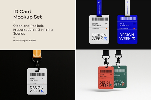 ID Card Mockup Set &ndash; Minimal and Realistic Scenes