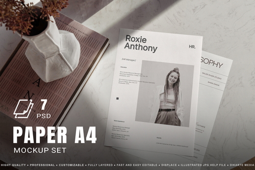 A4 Resume Paper Mockups Set