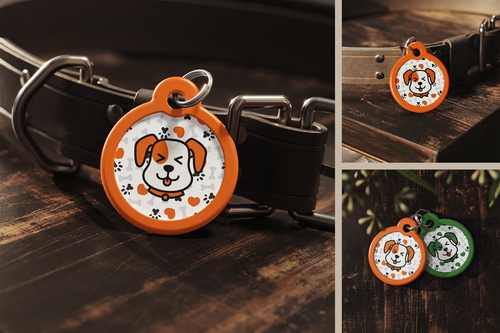 Round Pet ID Tag Mockup